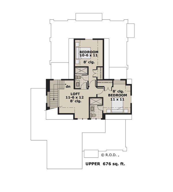 Farmhouse Floor Plan - Upper Floor Plan #51-1268