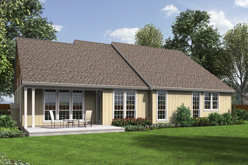Home Plan - Rear View - 2000 square foot Craftsman home