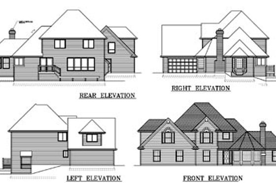 Exterior - Rear Elevation for Traditional House Plan #100-443 - 3 bed, 3 bath
