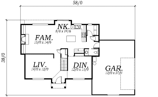 Colonial Floor Plan - Main Floor Plan #130-126