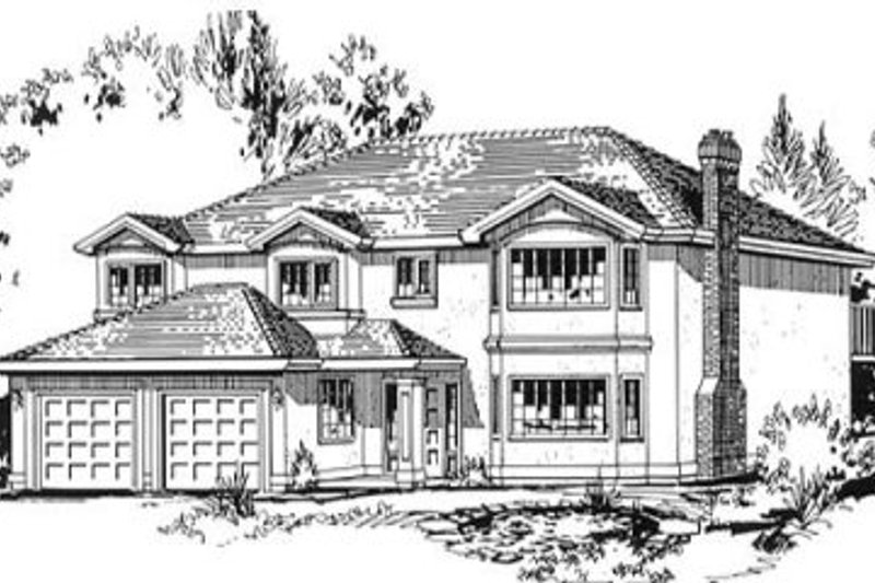 House Blueprint - European Exterior - Front Elevation Plan #18-9037