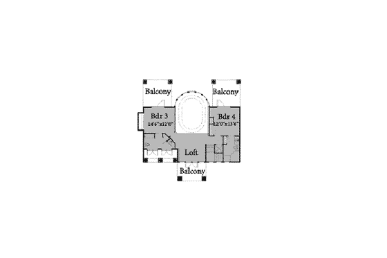 Floor Plan - Upper Floor for European House Plan #115-124 - 4 bed, 4.5 bath