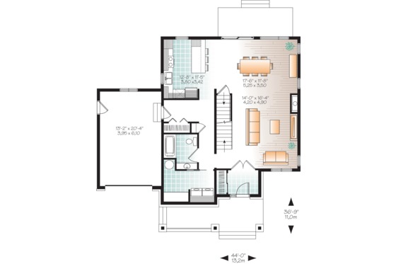 Floor Plan - Main Floor for Craftsman House Plan #23-2659 - 4 bed, 3 bath
