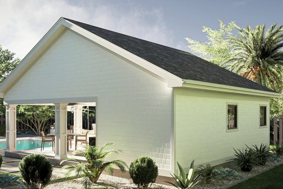 Exterior - Rear Elevation for Craftsman House Plan #455-437, 1 bath