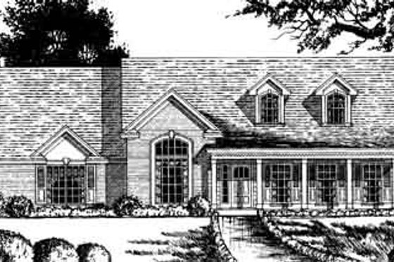Exterior - Front Elevation for Traditional House Plan #40-233 - 4 bed, 3 bath