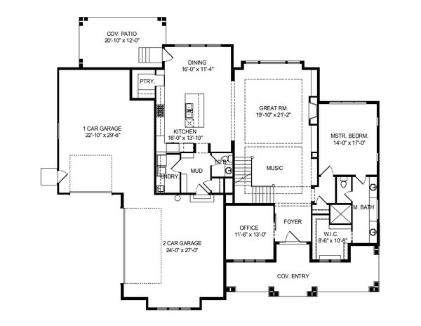 Architectural House Design - Craftsman Floor Plan - Main Floor Plan #920-102