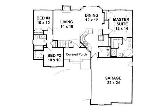 Floor Plan - Main Floor for Traditional House Plan #58-193 - 3 bed, 2 bath