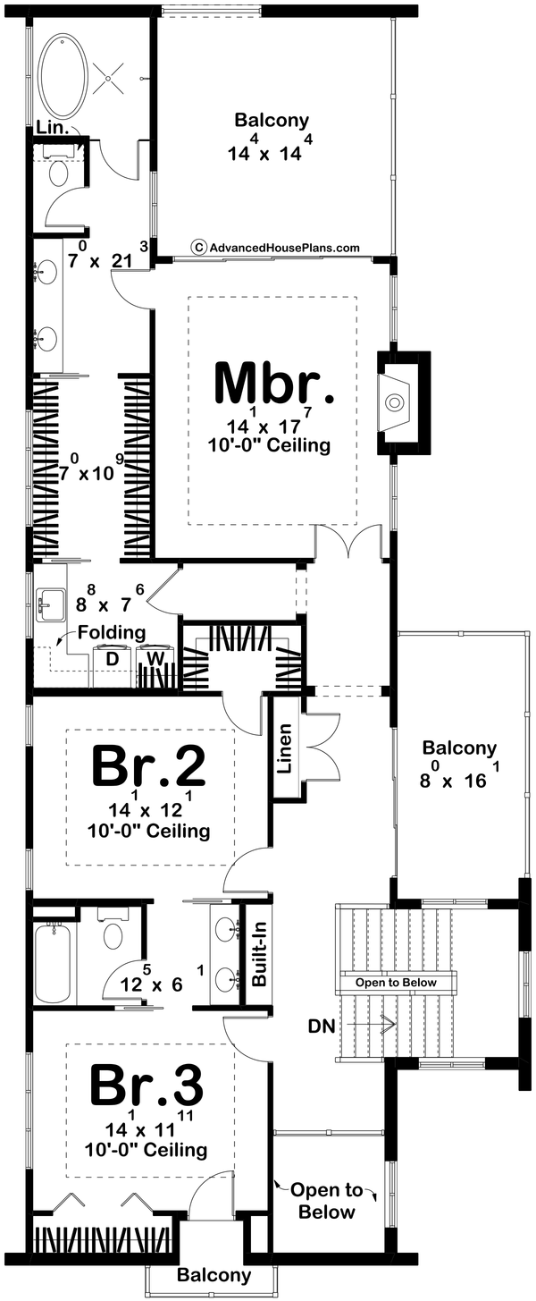 Architectural House Design - Floor Plan - Upper Floor for Beach House Plan #455-755 - 3 bed, 2.5 bath