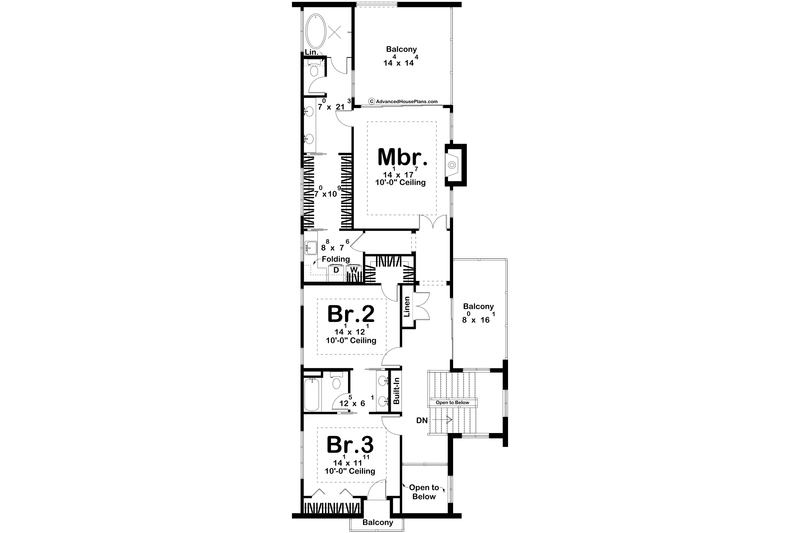 House Blueprint - Floor Plan - Upper Floor for Beach House Plan #455-755 - 3 bed, 2.5 bath