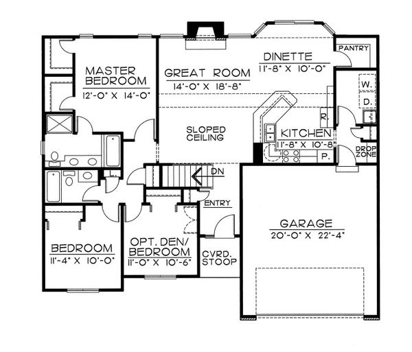 House Design - Traditional Floor Plan - Main Floor Plan #20-2050