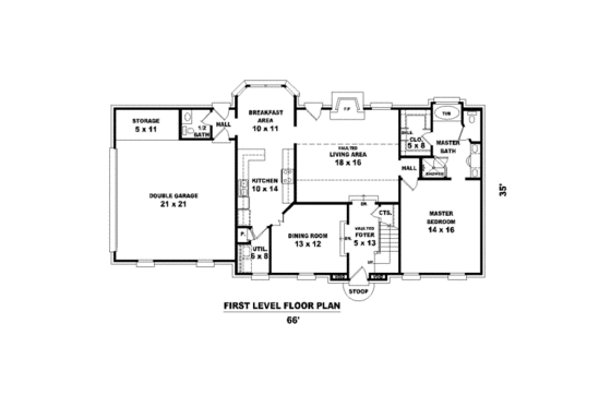 Floor Plan - Main Floor for Traditional House Plan #81-13875 - 4 bed, 3.5 bath
