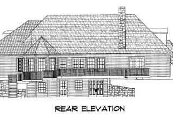 Exterior - Rear Elevation for European House Plan #75-113 - 3 bed, 2.5 bath