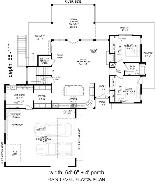 House Design - Floor Plan - Main Floor for Contemporary House Plan #932-992 - 3 bed, 2 bath