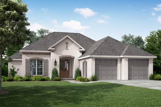 Exterior - Front Elevation 3 for European House Plan #430-66 - 3 bed, 2 bath