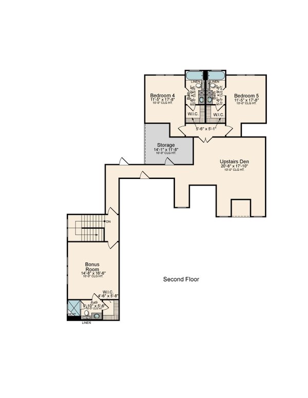 Traditional Floor Plan - Upper Floor Plan #1081-29