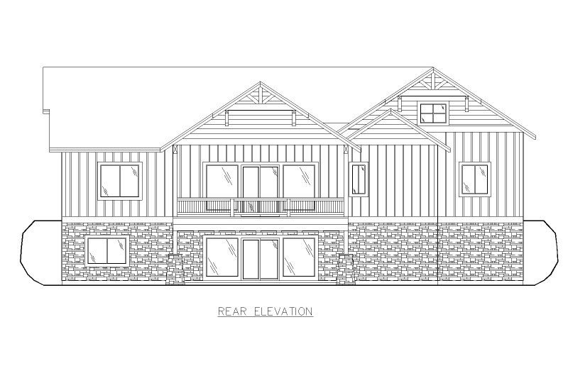 House Design - Exterior - Rear Elevation for Craftsman House Plan #117-1034 - 3 bed, 2.5 bath