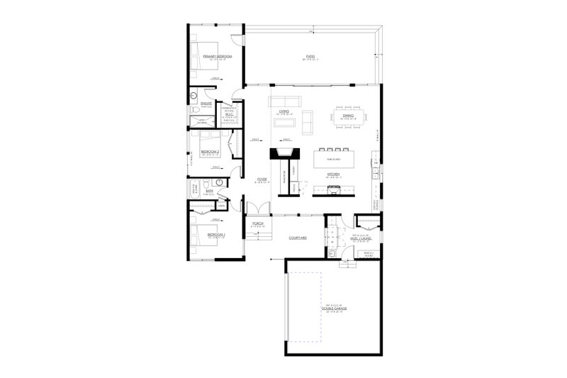 House Blueprint - Floor Plan - Main Floor for Bungalow House Plan #1114-69 - 3 bed, 2 bath