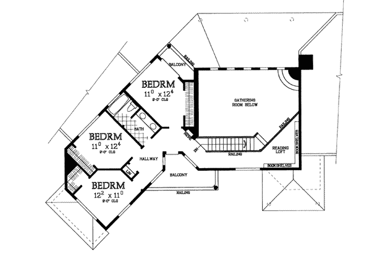 Home Plan - Floor Plan - Upper Floor for Adobe / Southwestern House Plan #72-181 - 4 bed, 3 bath