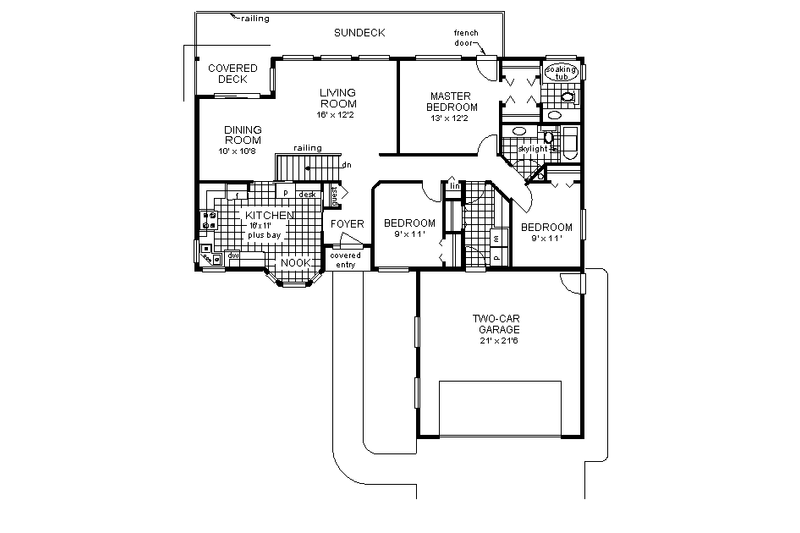 House Plan Design - Floor Plan - Main Floor for Ranch House Plan #18-122 - 3 bed, 2 bath