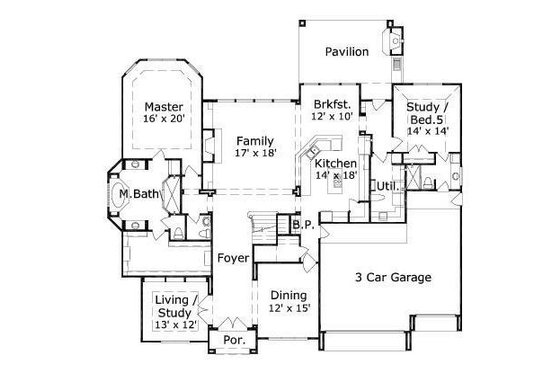 Floor Plan - Main Floor for Mediterranean House Plan #411-615 - 5 bed, 4.5 bath