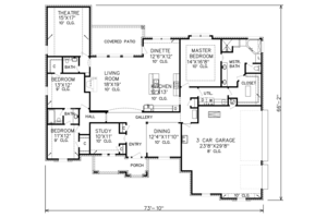 Floor Plan - Main Floor for Country House Plan #65-530 - 3 bed, 2.5 bath