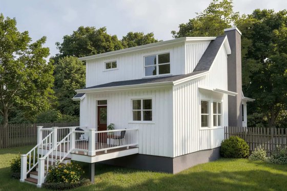 Exterior - Rear Elevation for Farmhouse House Plan #79-212 - 3 bed, 2.5 bath