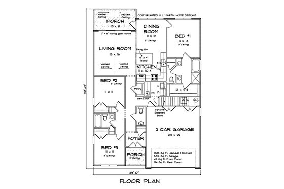 Floor Plan - Main Floor for Cottage House Plan #513-2202 - 3 bed, 2.5 bath