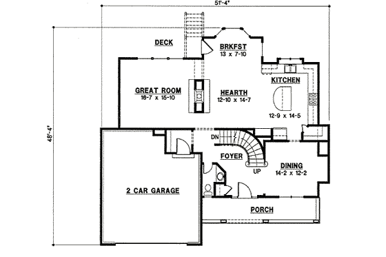 Floor Plan - Main Floor for Traditional House Plan #67-812 - 4 bed, 3 bath