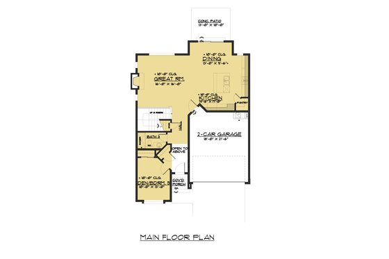 Floor Plan - Main Floor for Colonial House Plan #1066-77 - 5 bed, 3 bath