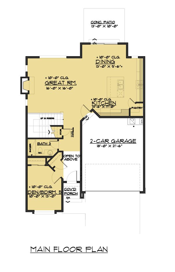 House Design - Colonial Floor Plan - Main Floor Plan #1066-77