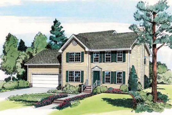 Exterior - Front Elevation for Colonial House Plan #312-607 - 4 bed, 2.5 bath