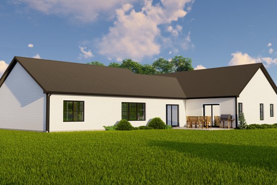 Exterior - Rear Elevation for Ranch House Plan #1064-201 - 3 bed, 2.5 bath