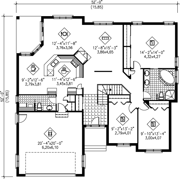 European Floor Plan - Main Floor Plan #25-1069