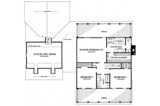 Floor Plan - Upper Floor for Southern House Plan #137-275 - 4 bed, 3.5 bath