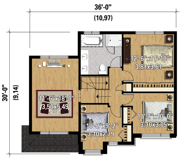 Contemporary Floor Plan - Upper Floor Plan #25-4281