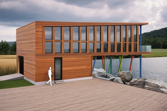 Exterior - Rear Elevation for Contemporary House Plan #542-21 - 3 bed, 3 bath