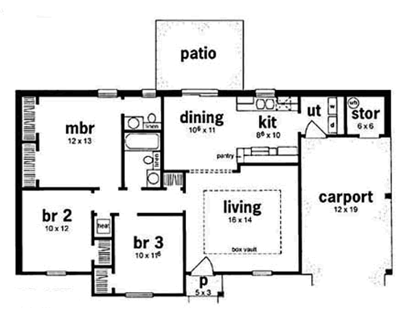Architectural House Design - Ranch Floor Plan - Main Floor Plan #36-101