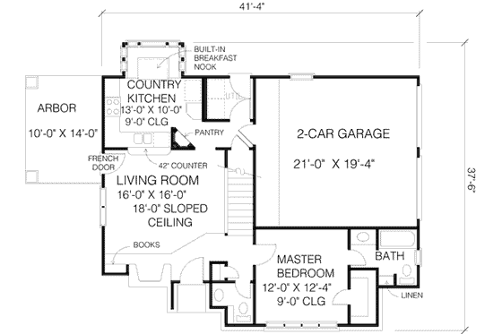 Floor Plan - Main Floor for European House Plan #410-226 - 3 bed, 2.5 bath