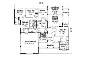 Floor Plan - Main Floor for Traditional House Plan #513-2045 - 4 bed, 3.5 bath