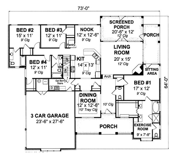 House Blueprint - Traditional Floor Plan - Main Floor Plan #513-2045
