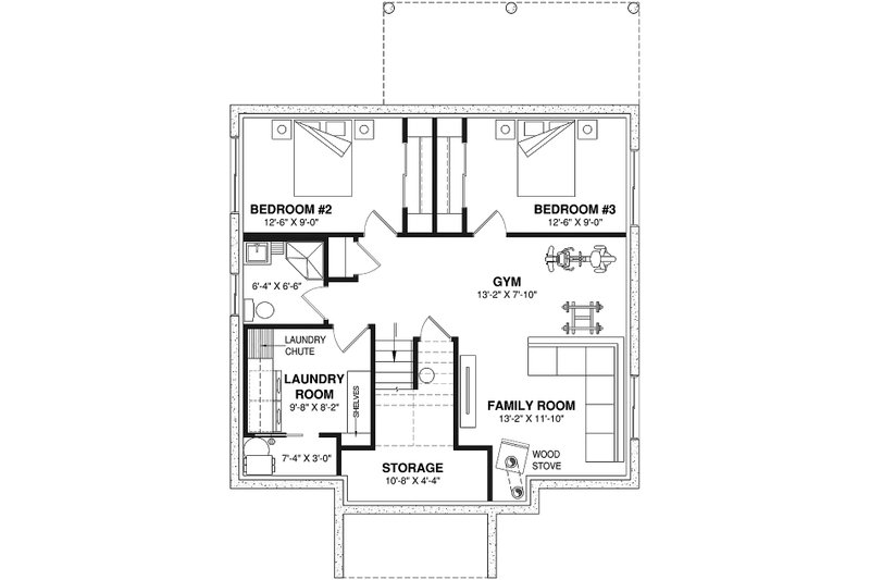 Dream House Plan - Floor Plan - Lower Floor for Bungalow House Plan #23-2815 - 3 bed, 2 bath
