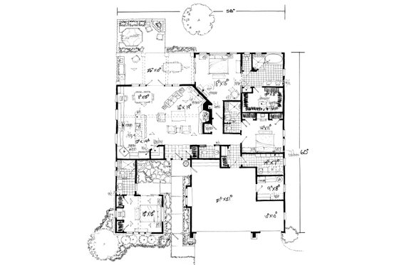 Floor Plan - Main Floor for Cottage House Plan #942-42 - 3 bed, 3.5 bath