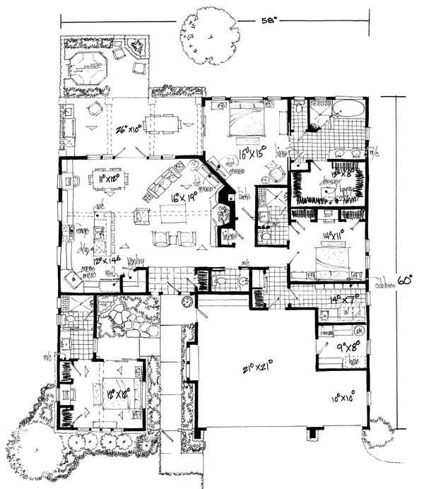 Architectural House Design - Cottage Floor Plan - Main Floor Plan #942-42
