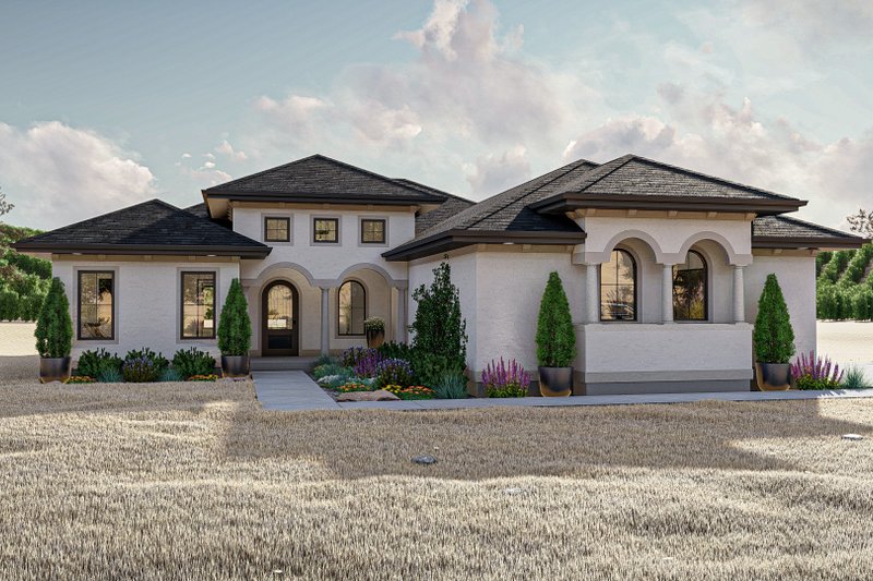 Dream House Plan - Mediterranean Exterior - Front Elevation Plan #455-660