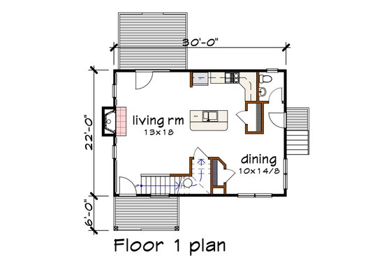 Floor Plan - Main Floor for Modern House Plan #79-365 - 3 bed, 2.5 bath