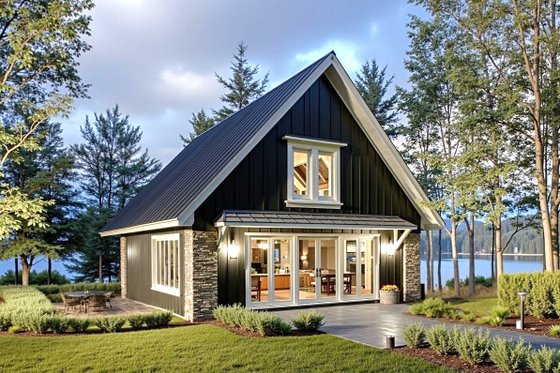 Exterior - Front Elevation 3 for Cottage House Plan #3-347 - 2 bed, 1 bath