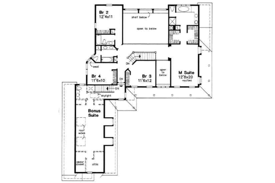 Floor Plan - Upper Floor for Country House Plan #50-150 - 5 bed, 4.5 bath
