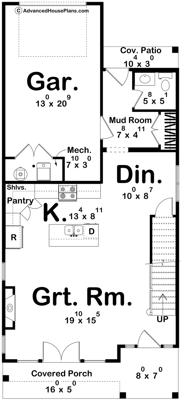 House Blueprint - Traditional Floor Plan - Main Floor Plan #455-365