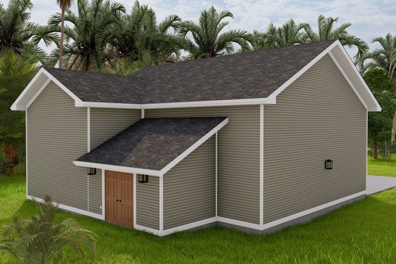 Exterior - Rear Elevation 1 for Traditional House Plan #1060-157, 0.5 bath