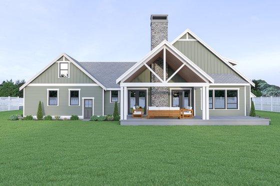 Exterior - Rear Elevation for Craftsman House Plan #1070-67 - 3 bed, 2.5 bath